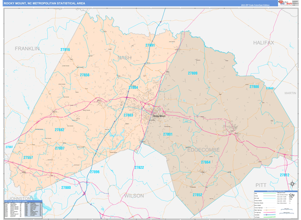 Rocky Mount Metro Area Wall Map